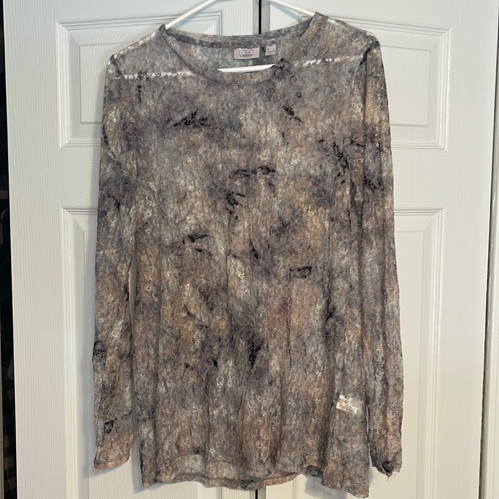 LOGO layers lace blouse